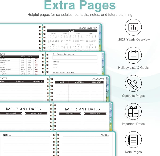 2027 Planner, Weekly and Monthly Calendar Planner Book, JAN 2027 - DEC 2027