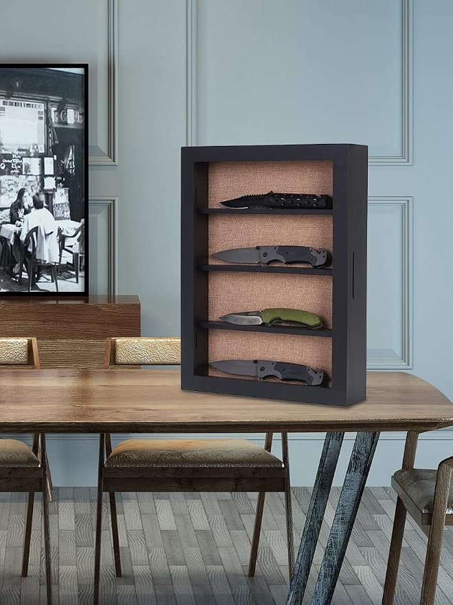 12x16 Shadow Box with 3 Removable Shelves, Black | Large Collectible Display Case, Shadow Box with 3 Removable Shelves for Miniatures, Medals, Coins, Shells and Figurines