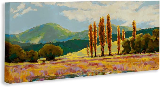 Subdued Countryside Landscape Vista, 20 x 48 Inch Canvas Wall Art | Stupell Industries · By Trevor Copenhaver · Ready to hang · Serene pastoral decor for living room or lounge · Made in USA