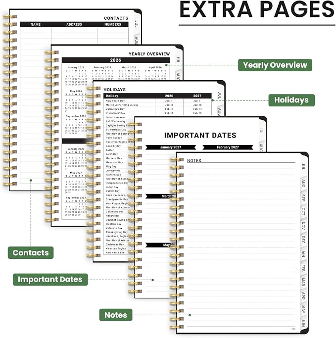 ZOTIA Academic Planner 2026-2027, Monthly & Weekly Jul 2026-Jun 2027 | Forest Lace, 6.3" x 8.5" Calendar Planner for Women, Hardcover Pretty Organizer for Women, School Office Home Supplies