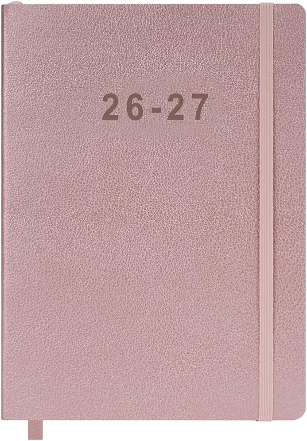 2026-2027 Planner - Weekly and Monthly Planner, Oct 2026 - Dec 2027, Vegan Leather Cover, Elastic Closure, 7"x9.25", Rose Gold