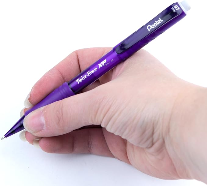 Pentel Twist Erase EXPRESS Automatic Pencil, 0.7mm Lead Size, Violet Barrel, Box of 12 (QE417V)