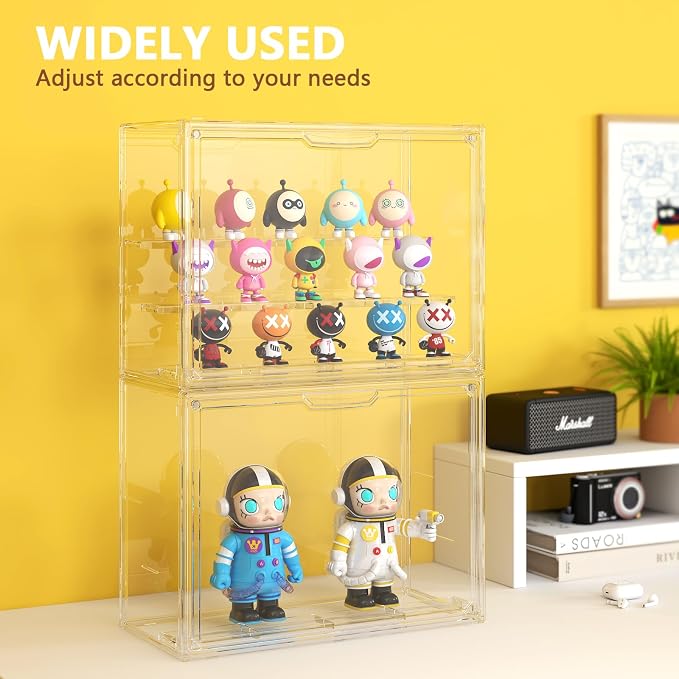 Acrylic Display Case 3 Tiers Clear Figure Display Cases for Collectibles Stackable Large Storage Box with Magnetic Door Dustproof Showcase
