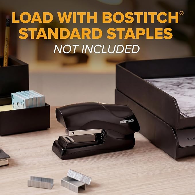 Bostitch Office Heavy Duty Stapler, 40 Sheet Capacity, No Jam, Half Strip, Fits into the Palm of Your Hand, for Classroom, Office or Desk, Charcoal