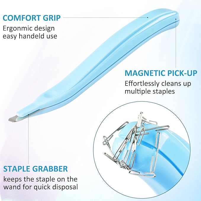 Professional Magnetic Staple Remover Puller Staples Remover Staple Removal Tool for School Office Home 3 Pack (Blue, Pink, Purple)