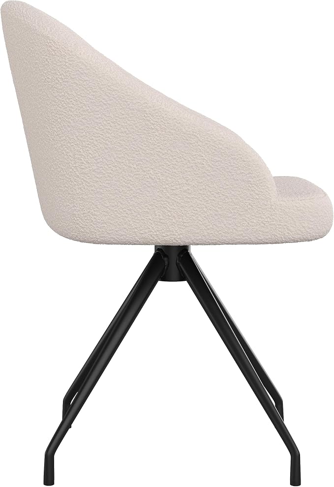 Martha Stewart Sora Upholstered Stationary Office Chair, White | Oil Rubbed Bronze Frame