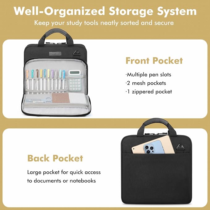 3-Ring Zipper Binder Organizer with Shoulder Strap, 2 Inch Binder | 500 Sheets Zip Up Binder Bag with Multiple Pockets & Storage, Laptop, Books Organizer for School Students and Teachers