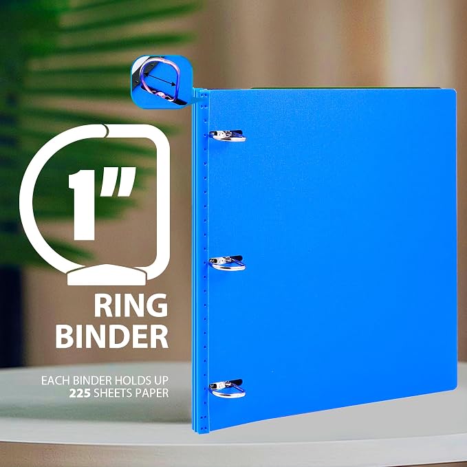 WOT I 4-Pack 1 Inch Telescoping 3 Ring Binder, Expandable Flexible Binder - Patented Design for Easy Portability, Holds 8.5"x11" Paper, Perfect for School, Office&Home Organization