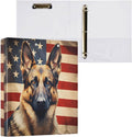 3 Ring Binder, American Flag German Shepherd Dog File Folder Holds 200 Sheets File Storage for Women Men School Office Supplie