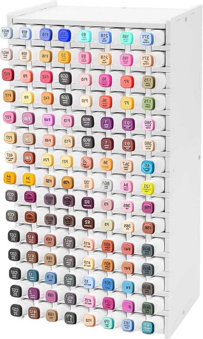 mumisuto Art Marker Storage Rack, Marker Storage Organizer Marker Pen Organizer Holder Hold 120 Markers Marker Holder Organizer with Divider for Pens Colored Pencils Art Brushes (120 Markers)