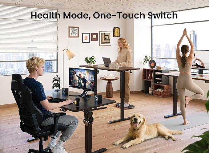 CubiCubi 55 x 24 Electric Height Adjustable Standing Desk, Rustic Brown | Sit to Stand, Computer Workstations, Home Office Desk, Advanced Motor, Next-Gen Frame, 176 lbs Capacity, Smart Lift System