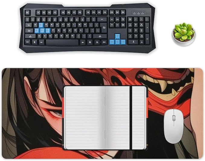 Large Mouse Pad Gaming Japanese Female Samurai Anime Girl Cool Desk Mat for Keyboard and Mouse Mat Non-Slip Rubber Desk Pad 40x90cm, Style