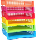 ZZYFGH 6 Pack Turn in Trays Classroom, Colorful Turn in Trays for Teachers, Plastic Classroom Paper Organizers, Stackable Tray for Classroom, Library, Drawers, Office Desk(13.4 * 9.5 * 2.7in)