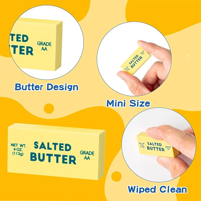 Laffact Butter Mini Eraser Bulk for Kids, 60Pcs Back to School Student Gift