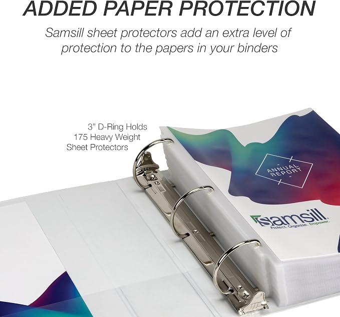 Samsill Durable 3 inch 3 Ring Binder, D Ring Binder, 100% Recycled Chipboard, White, Pallet of 288 Binders in 24 Cartons