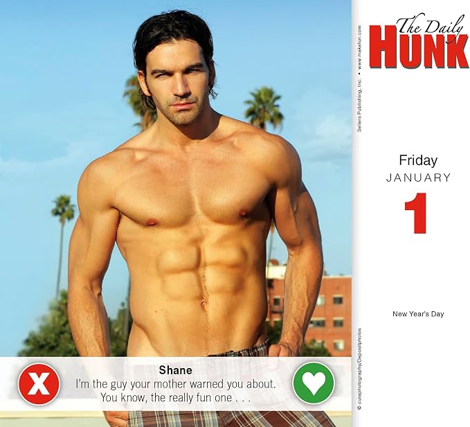 Daily Hunk 2027 Daily Desk Calendar: Boxed Page-a-Day Eye Candy Calendar with Day-to-Day Hot Guys, Sexy Smiles & Shirtless Hunks