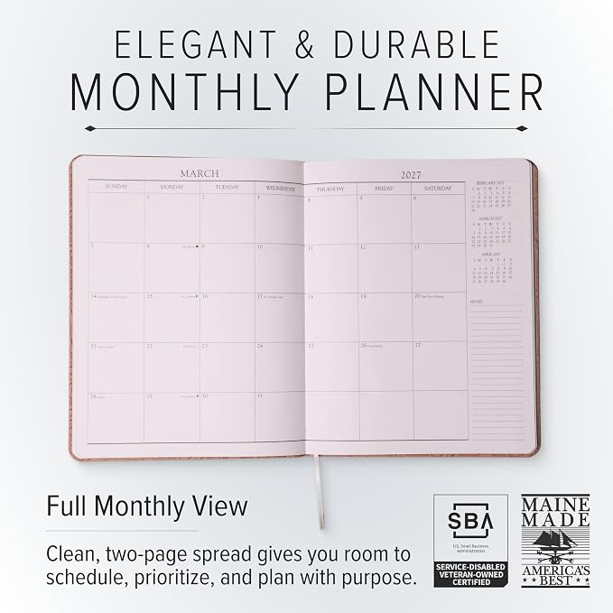 Gallery Leather Large Monthly Planner 2026-2027 Acadia Plum