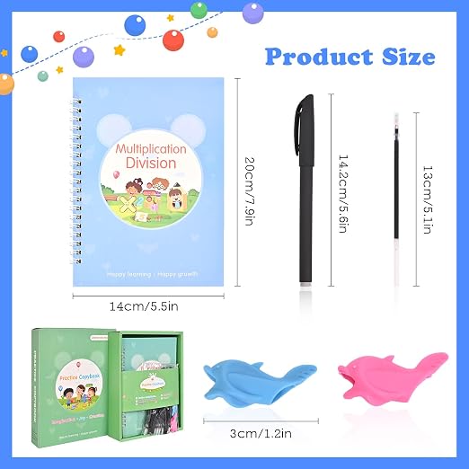 Magic Grooved Writing Practice for Kids Ages 3-8|Reusable Tracing Workbook|Magic Copybook Set with Disappearing Ink Pens for Preschool Learning