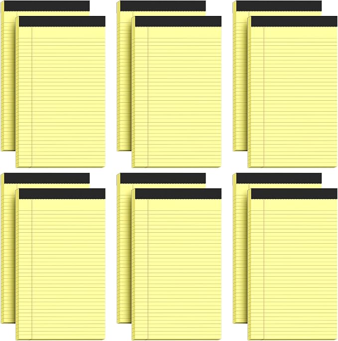 Legal Pads 8.5 x 14, Wide Ruled Legal Pads 12 Pack Yellow Paper 8.5 x 14