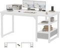 54 in Computer Desk with Drawer, 1" Thick Reversible Office Desk | Large Modern Writing Table with Storage Shelves, Heavy Duty Industrial Executive Desk for Home Bedroom Study Work