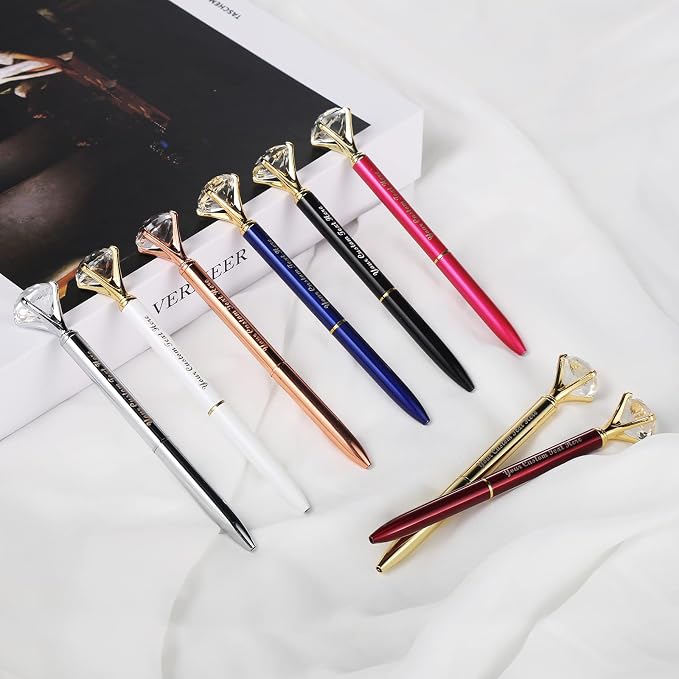 HISHER 20 Pack Custom Crystal Ballpoint Pens Smooth ABS Plastic Twist Pen