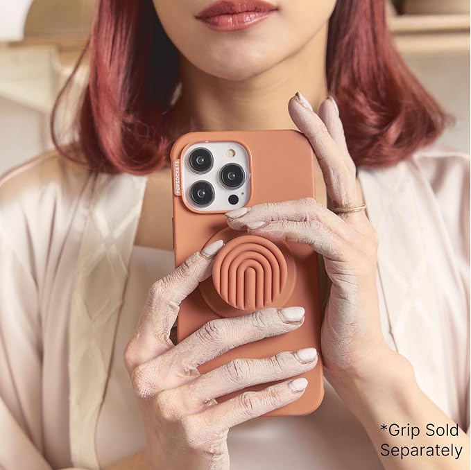 PopSockets iPhone 14 Pro Max Phone Case with MagSafe, Wireless Charging Compatible, Neutral - Terra-Cotta