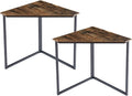 VECELO Corner Desk,Office Tables for Living Room for Small Space Triangle Computer Desk with Steel Frame Corner Shelves with Metal Frame Writing Desk for Workstation Classic Brown 33.1" 2 Set