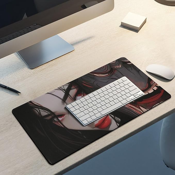 Large Mouse Pad Gaming Mousepad Japanese Fantasy Female Samurai Anime Girl Desk Mat for Keyboard and Mouse Mat Non-Slip Rubber Desk Pad 30x60cm, Style