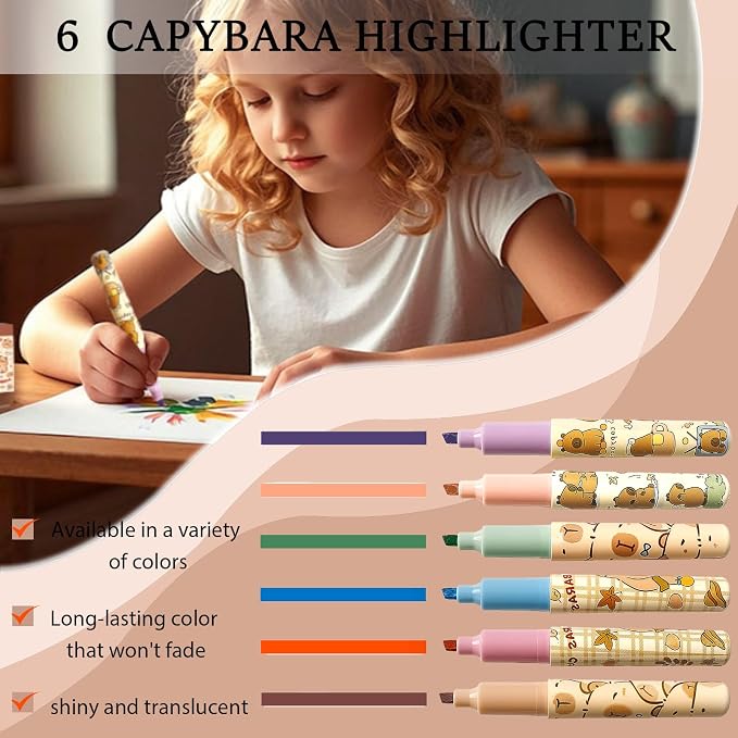 Cute Capybara Stationery Set, Kawaii School Supplies Gift for Students