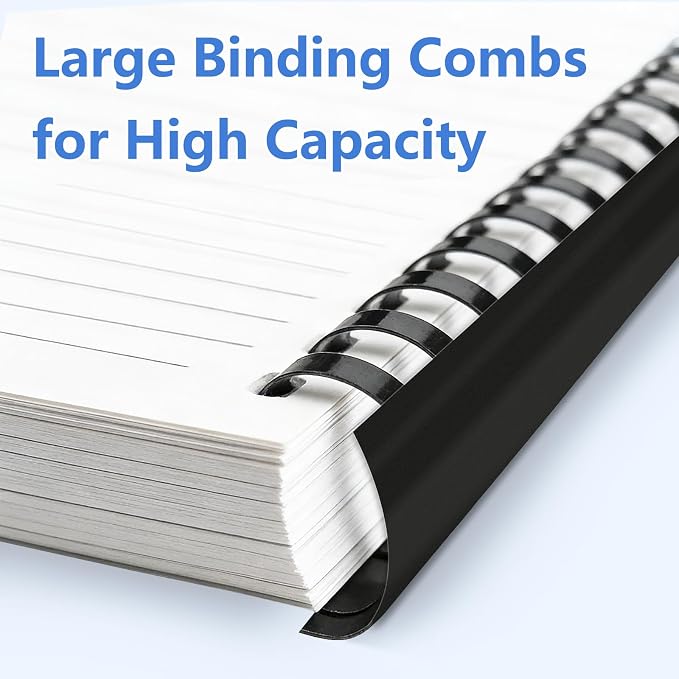 HOUYEE 40 Pack Plastic Binding Combs, 19 Rings, Multi-Size, Black | Large Comb Binding Spines 5/8 Inch, 1 Inch, 1-1/2 Inch,2 Inch, Binder Combs for Letter Size, for Office School