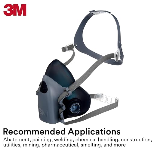 3M Reusable Respirator Half Facepiece 7502, NIOSH, Medium | 3M Cool Flow Valve, Dual Airline Supplied Air Compatible, Integrated Dropdown Suspension, Bayonet Connections