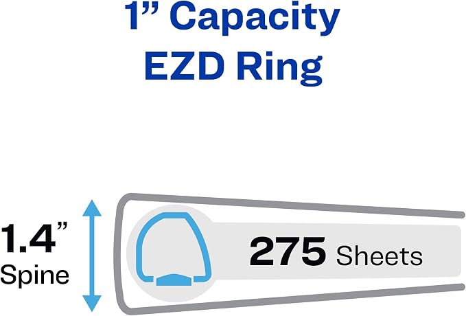 Avery Heavy-Duty Binder with 1-Inch One Touch EZD Ring, Black (79990) | For Heavy School, Home and Office Use, Reinforced Construction, One Touch, Four Interior Pockets, Spine Label Holder