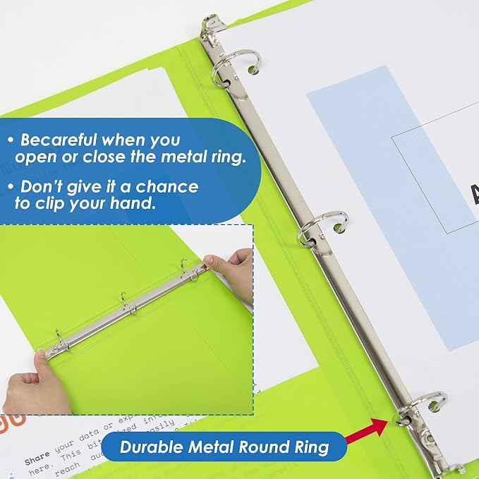BAZIC 3 Ring Binder 1" Presentation View Binders Organizer - Neon Color, Round Ring, Hold 175 Sheets Paper, School Office Home, 24-Count | round rings, 1 in Assorted Neon Color view 3-ring binder, 2 inside pockets, holds up to 175 sheets, Durable poly ...
