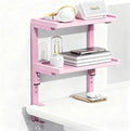 Spacrea Clamp on Desk Shelf, 2 Tier Office Desk Shelves Organizer, Wood Desktop Supplies Storage Rack, Desk Organizers and Accessories (Pink)