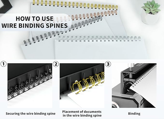 Rayson Binding Wire Spines, 1" 2:1 Pitch, 21-Loop Multicolor, 50 Pack | Includes black, white, rose gold, silver and gold; binds 45-240 sheets with compatible 2:1 pitch binders.