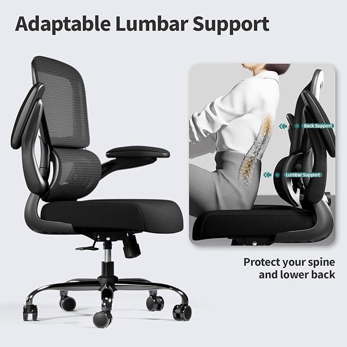 TRALT Office Chair - Ergonomic Desk Chair with Adjustable Lumbar Support, Mesh Computer Chair, Executive Chairs for Home Office Comfortable Lumbar Support Black Pack of 15