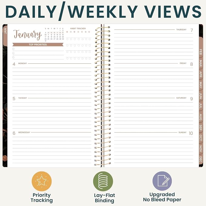 bloom daily planners 2027 Planner (January - December 2027) - Weekly & Monthly Softcover Planner for Women - Calendar Year Inspirational Agenda Book with Stickers - 5.5" x 8.25" - Moody Floral
