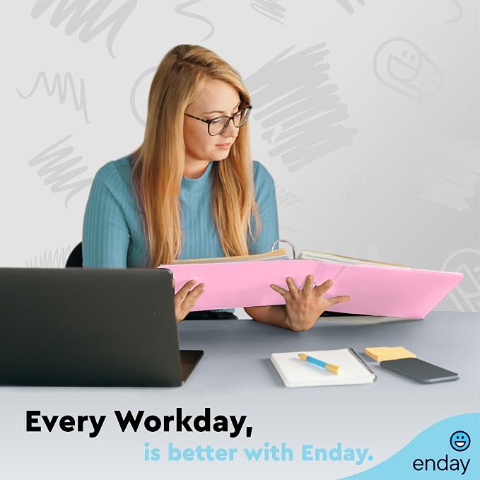 Enday 2 inch 3 Ring Binder (6 Pack - Assorted Colors) Binder 2 inch with Clear View Cover and 2 Inside Pocket - for Letter Size 8.5 x 11'' Paper, Ideal for School Supplies, Office, and Home