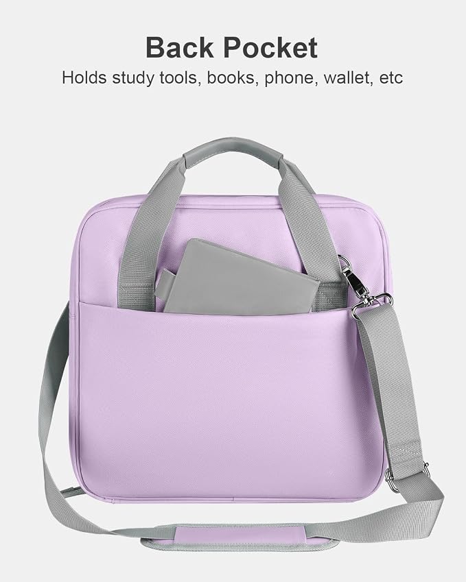 3 Inch Zipper Binder 3 Ring with Shoulder Strap & Multi-Pocket | Binder with Zipper Holds Up to 700 Sheets for Office School, Compatible with 13” MacBook Laptop ipad, Purple