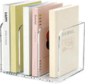 Clear Acrylic 3-Slot Magazine File Holder, Vertical Desk Organizer | 3 extra-wide compartments hold magazines, files, books, tablets. 5mm thick clear acrylic, non-slip base. No assembly.
