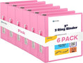 Enday 3 inch Binder (6 Pack - Pink) 3 Ring Binder 3 inch with Clear View Cover and 2 Inside Pocket - for Letter Size 8.5 x 11'' Paper, Ideal for School Supplies, Office, and Home