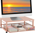 Small Laptop Stand for Desk, Monitor Stand Riser, Office Desk Accessories, Computer Desktop Stand with Drawer for Home, Office, School (Bronze)