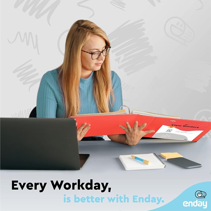 Enday 3 inch Binder (12 Pack - Red) 3 Ring Binder 3 inch with Clear View Cover and 2 Inside Pocket - for Letter Size 8.5 x 11'' Paper, Ideal for School Supplies, Office, and Home