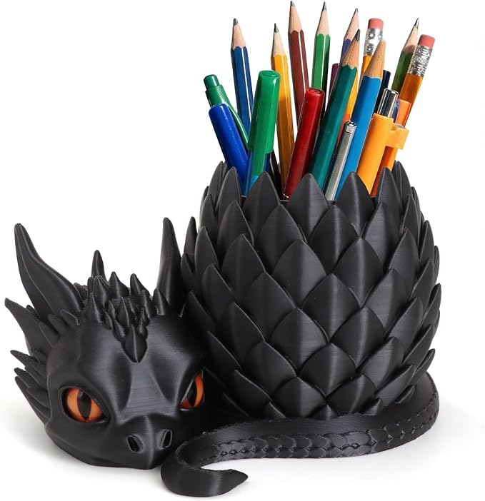 3D Printed Dragon Pencil Holder for Desk, Removable Dragon Egg Pen Holder, Cute Pencil Cup Desk Organizer for Pens, Pencils, Paper Clips, Makeup Brushes, Fantasy Desk Decor Gift for Kids
