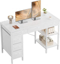 OLIXIS 47 Inch Computer Desk with 6 Fabric Drawers, for Home Office Work | 6 Fabric Drawers & Reversible Gaming Desk, Office Workstation, Corner Desk with Storage, Home Office,Living Room,Dorm, White
