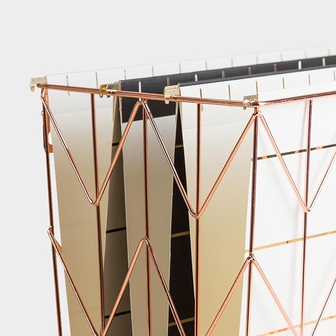 U Brands Hanging File Desk Organizer, Rose Gold Wire Metal - 854U02-06