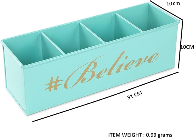 DUDKI Home Present Desk Organiser 4 compartments Decorative Pen Pencil holder/Vanity Kit/Travel Box/Makeup Box/Cosmetic Box/Storage Box/knife Holder/Spoon Holder-Gift Office Desk Décor