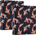 Red Koi Fish Pattern 3 Ring Binder 1.5 Inch 2 Pack with 200 Sheet for Kids School Supplies Women Men Office