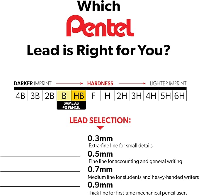 Pentel Super Hi-Polymer Lead, 0.3mm, Extra Fine, H, 12 Piece/tube, Box of 12 (300-H)