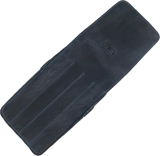 Pen Holder, Pencil Case, Minimalist Style Holder, Classic Storage, Full Grain Leather, Handmade, Slate Blue